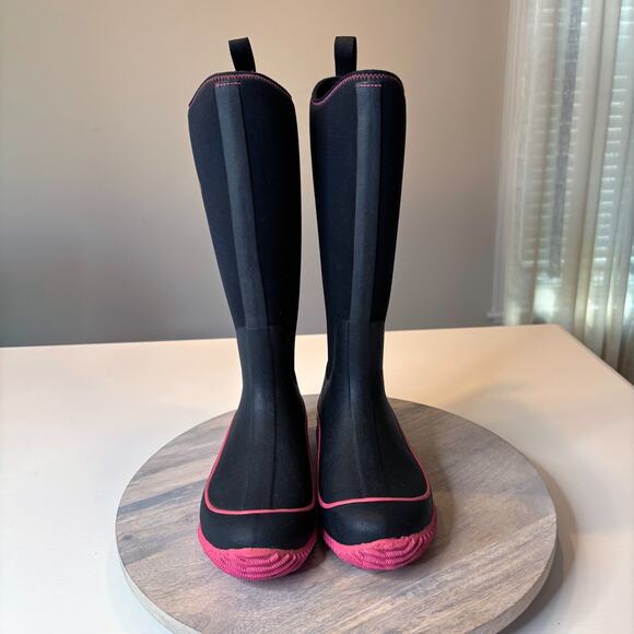 Muck Hale Women's 100% Waterproof Black & Hot Pink Rubber Boots US Size 6 - Picture 4 of 9
